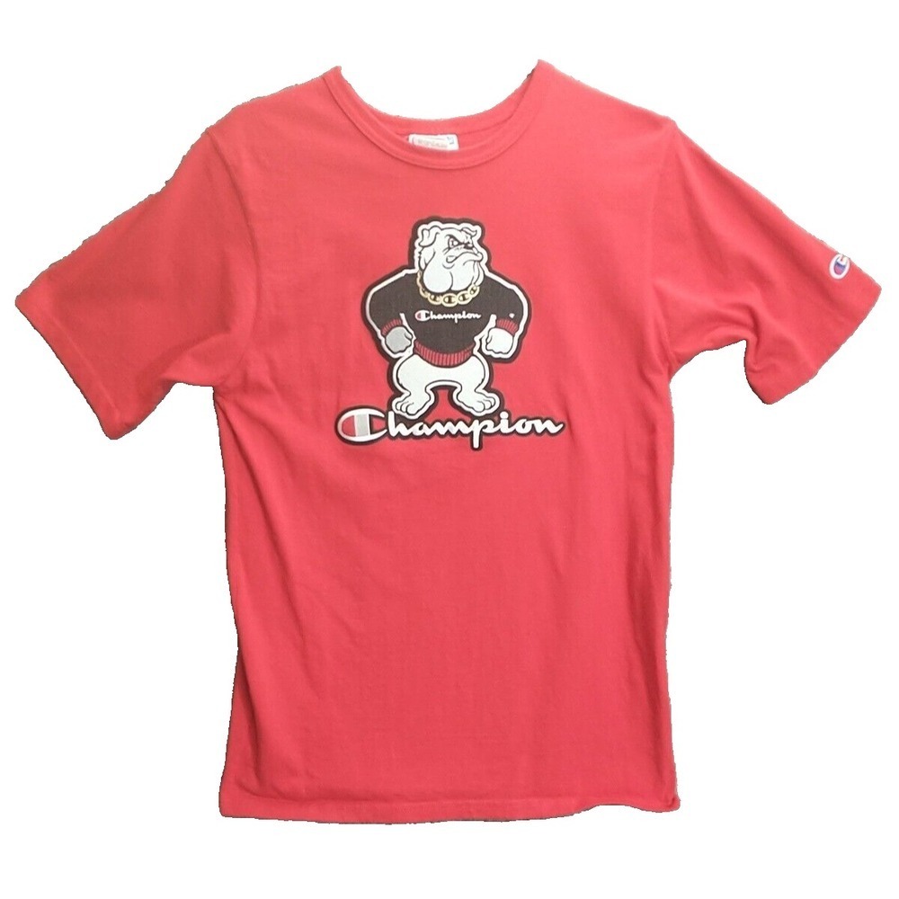 Champion Mens Red Bulldog Graphic T-Shirt Short Sleeve Crew Neck Medium